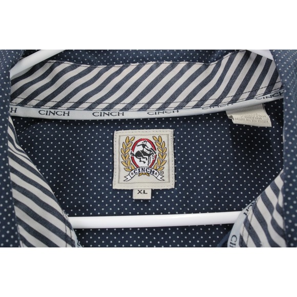 Cinch Mens Long Sleeve Blue Dotted Button Up Shirt XL - Picture 5 of 15